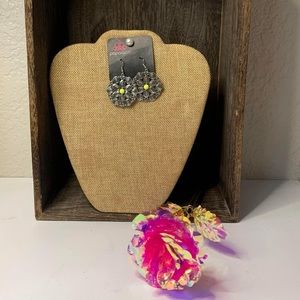 Flower Earrings Neon Yellow